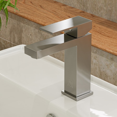 Alfi Brand ALFI brand AB1229-BN Brushed Nickel Square Sgl Lever Bathroom Faucet AB1229-BN